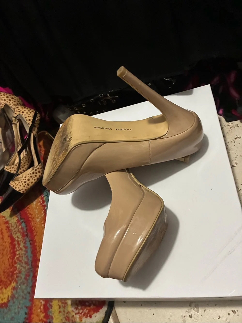 Chinese Laundry Patent Nude Platform Pumps